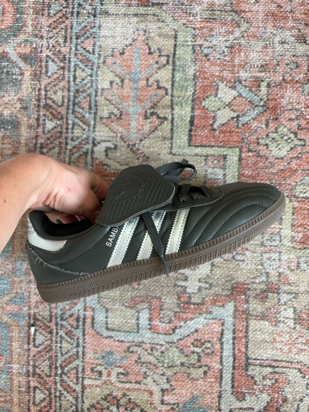 adidas Samba in dark grey with silver Stripes